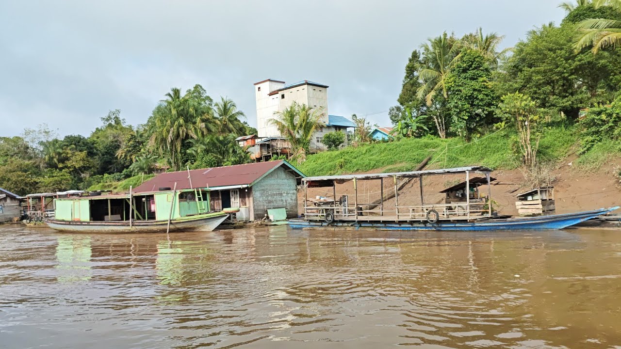 Suasana Kampung Dayak di Perbatasan. Pasar Tradisional Terpanjang di Sungai Barito. Desa Benao