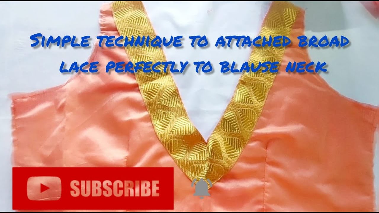 how to attach broad lace perfectly on V shape  neck