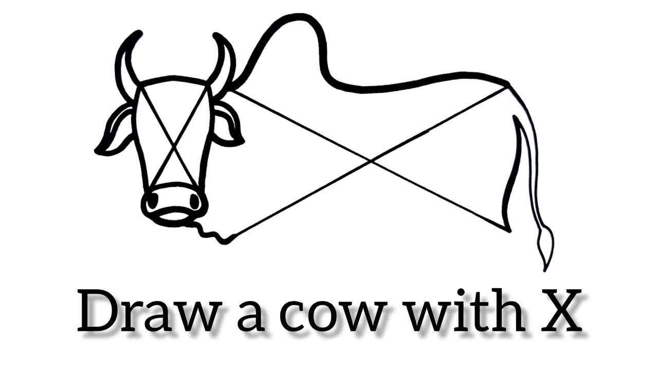 Easy Cow Drawing for Kids from Letter X | X থেকে গরু আঁকার সহজ নিয়ম 