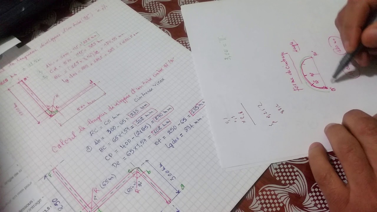 Calcul la longueur développée d'un tube  .
