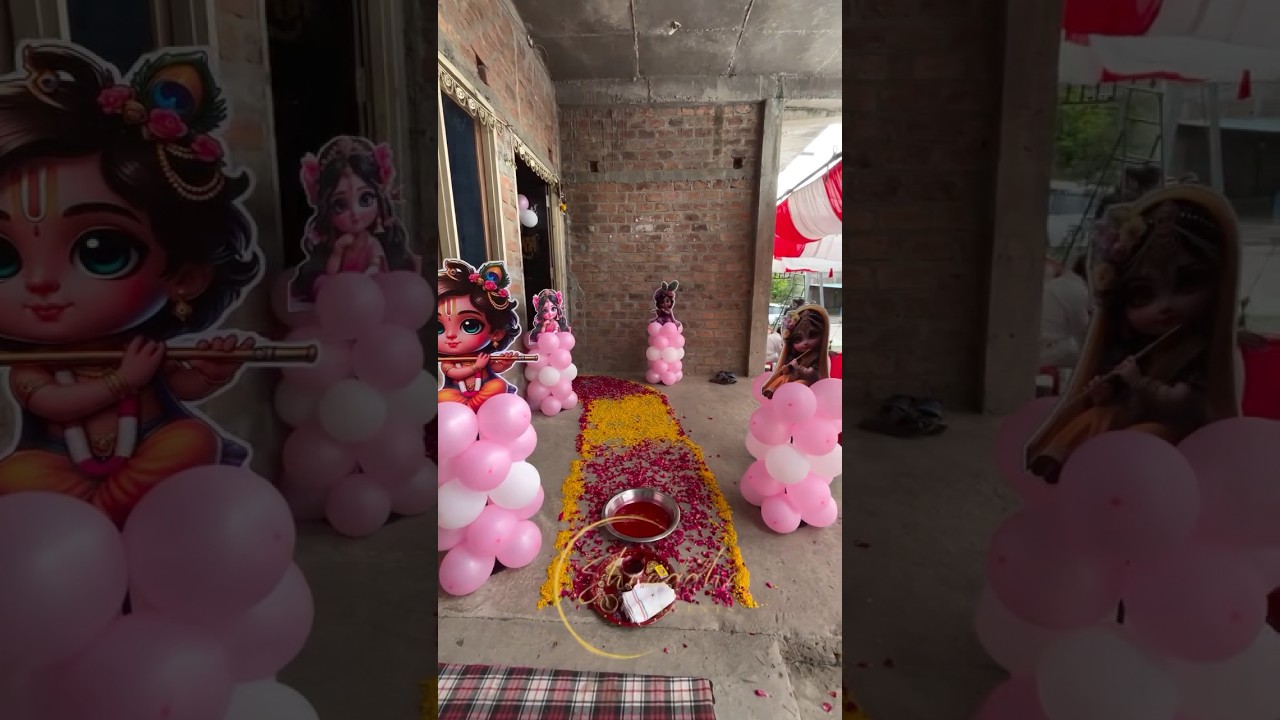 baby girl welcome decoration in home,welcome baby girl decoration at home #babyshower