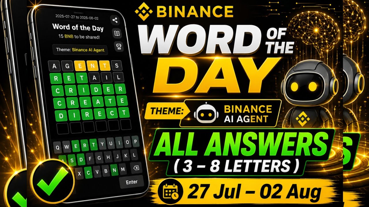 Theme Binance Al Agent WOTD | Binance Crypto WODL Answers Today | All Letters WOTD