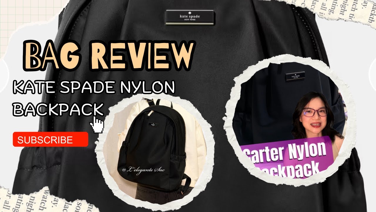 Обзор рюкзака Kate Spade Carter Carter из нейлона, черный, с указанием размеров.