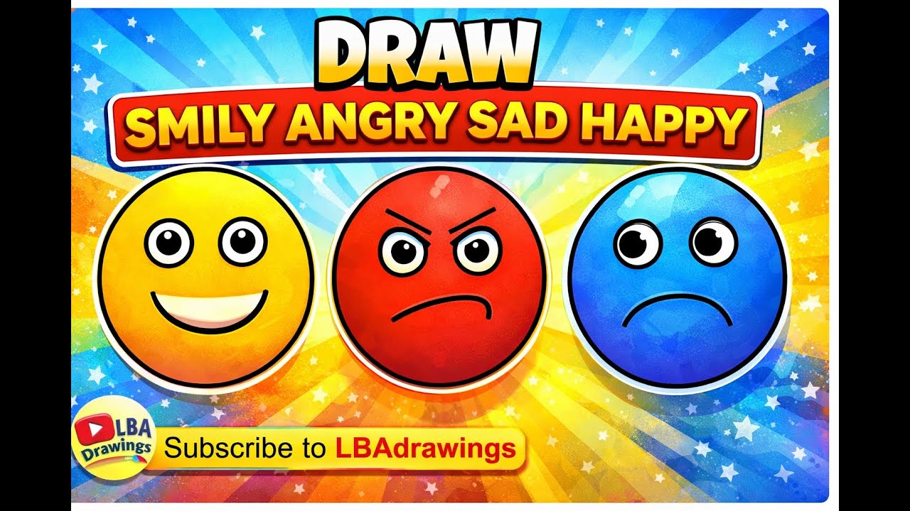 How To Draw Smiley HAPPY SAD ANGRY