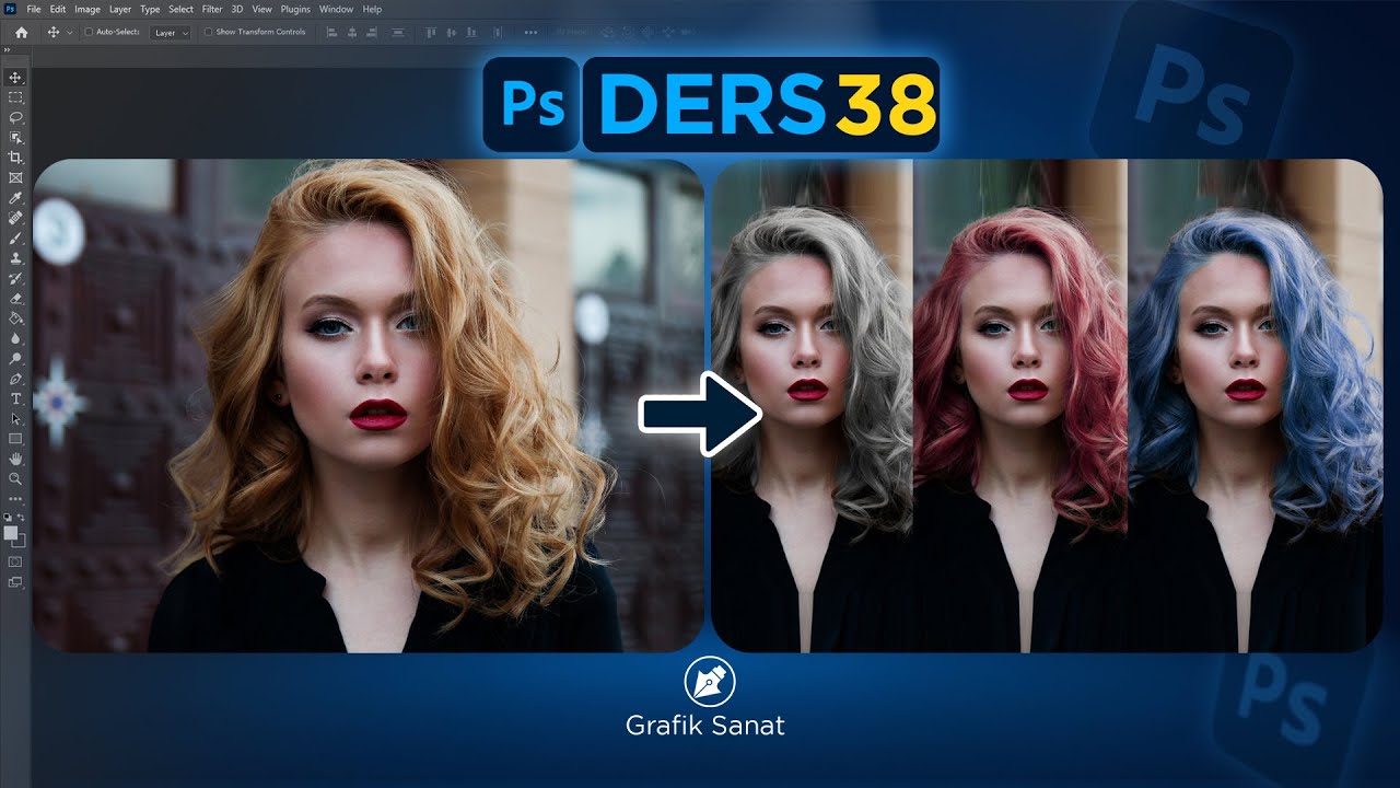 PHOTOSHOP CC 2022 DERSLERİ / Profesyonel Saç Rengi Değiştirme  ders 38