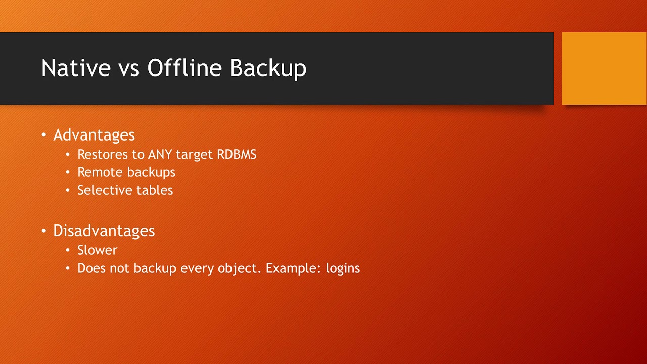 Offline Backup and Restore with WinSQL
