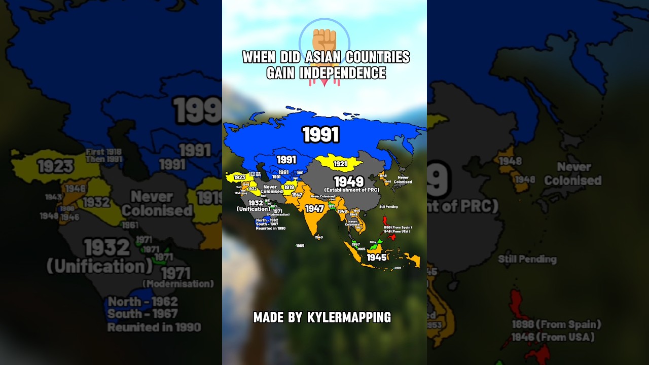 When Did Asian Countries Gain Independence #shorts #map #geography #europe