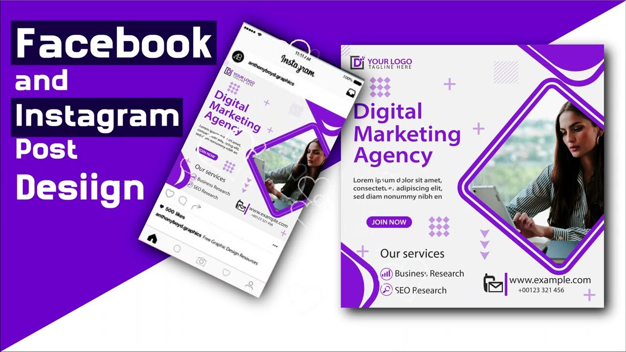 How to make Fb post & Instagram post Design in illustrator||Rasheed RGD