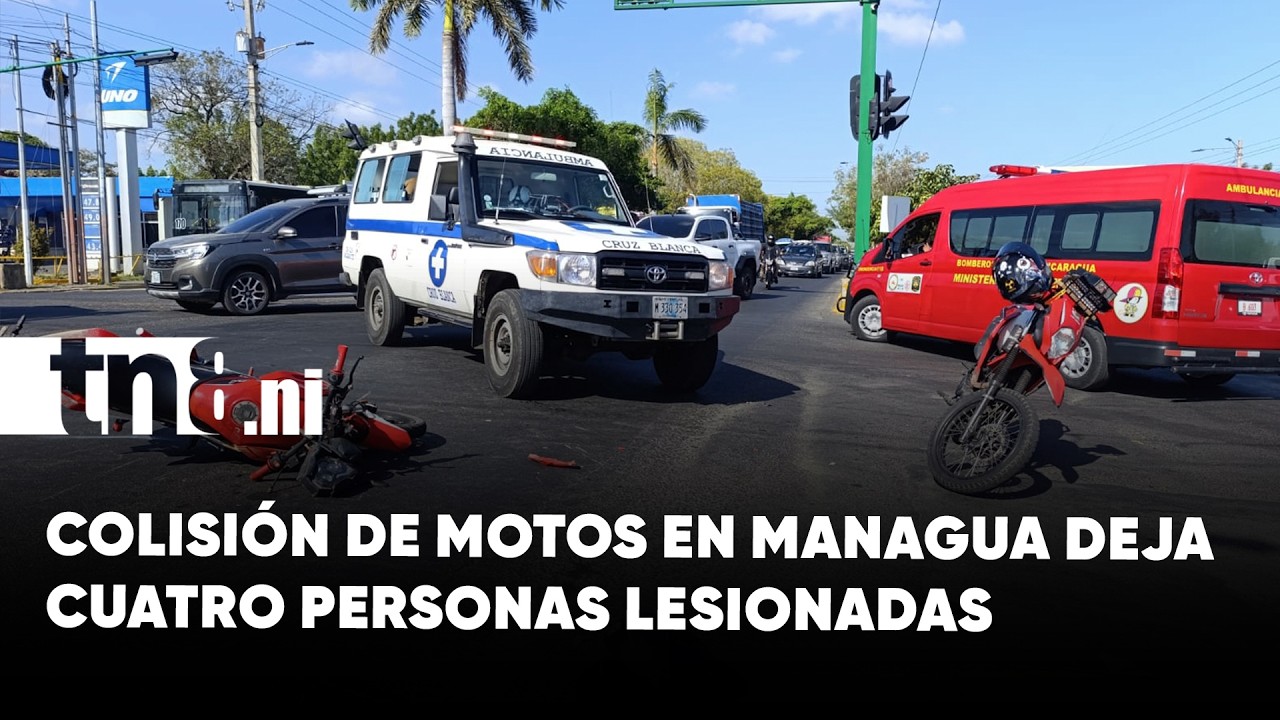 Cuatro lesionados en fuerte accidente de tránsito en Managua