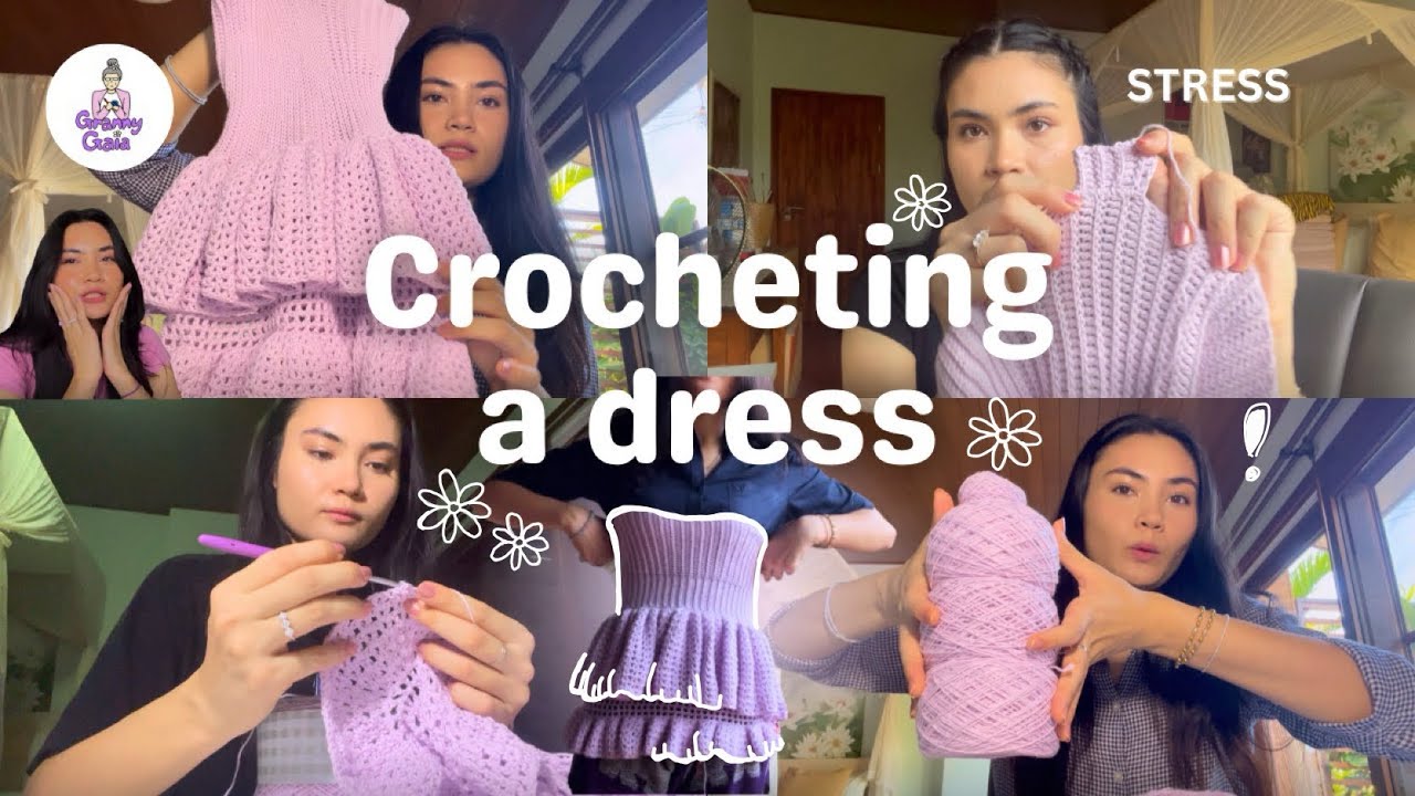 Crocheting a dress for my best friend | crochet vlog 💜