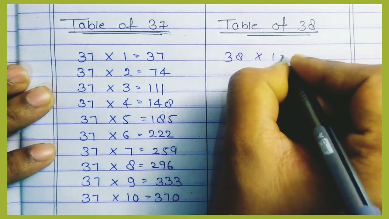 Table of 37 and 38/Educational videos/Maths