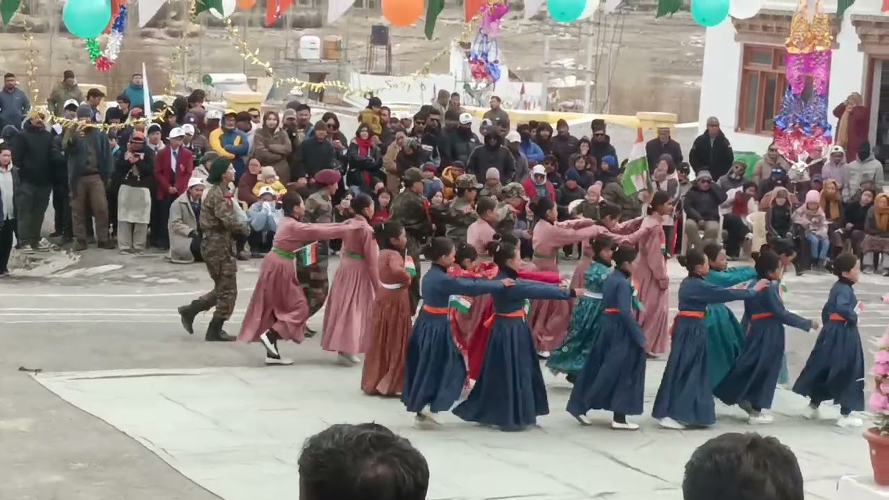 Patriotic songs performed by students during Republic Day 2026 at Diskit Nubra