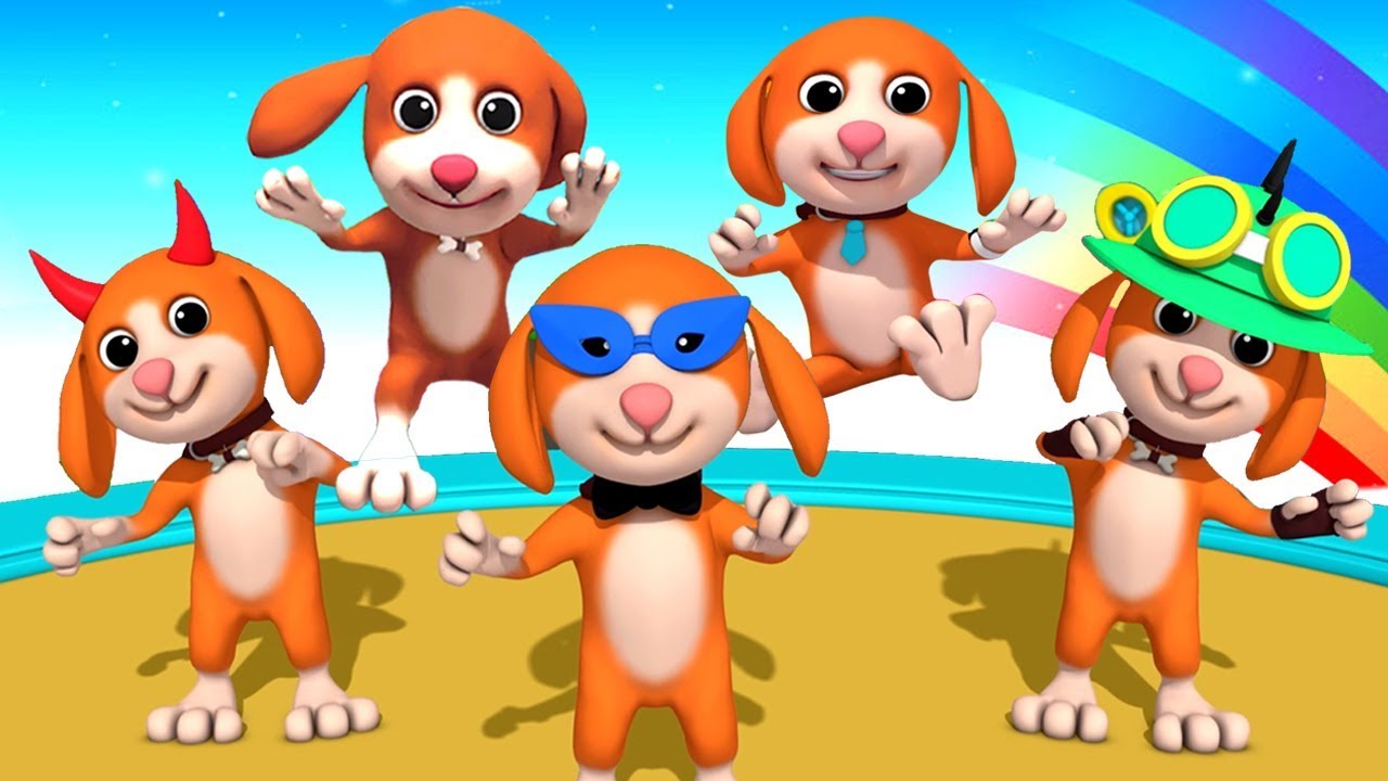 cinco pequenos filhotes | Poesia infantil | Five Little Puppies | Baby Box Português