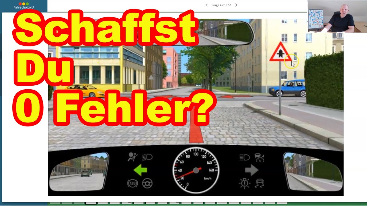 Schaffst Du 0 Fehler? Theoretische Prüfung für den Autoführerschein. Simulation mit 30 Fragen.