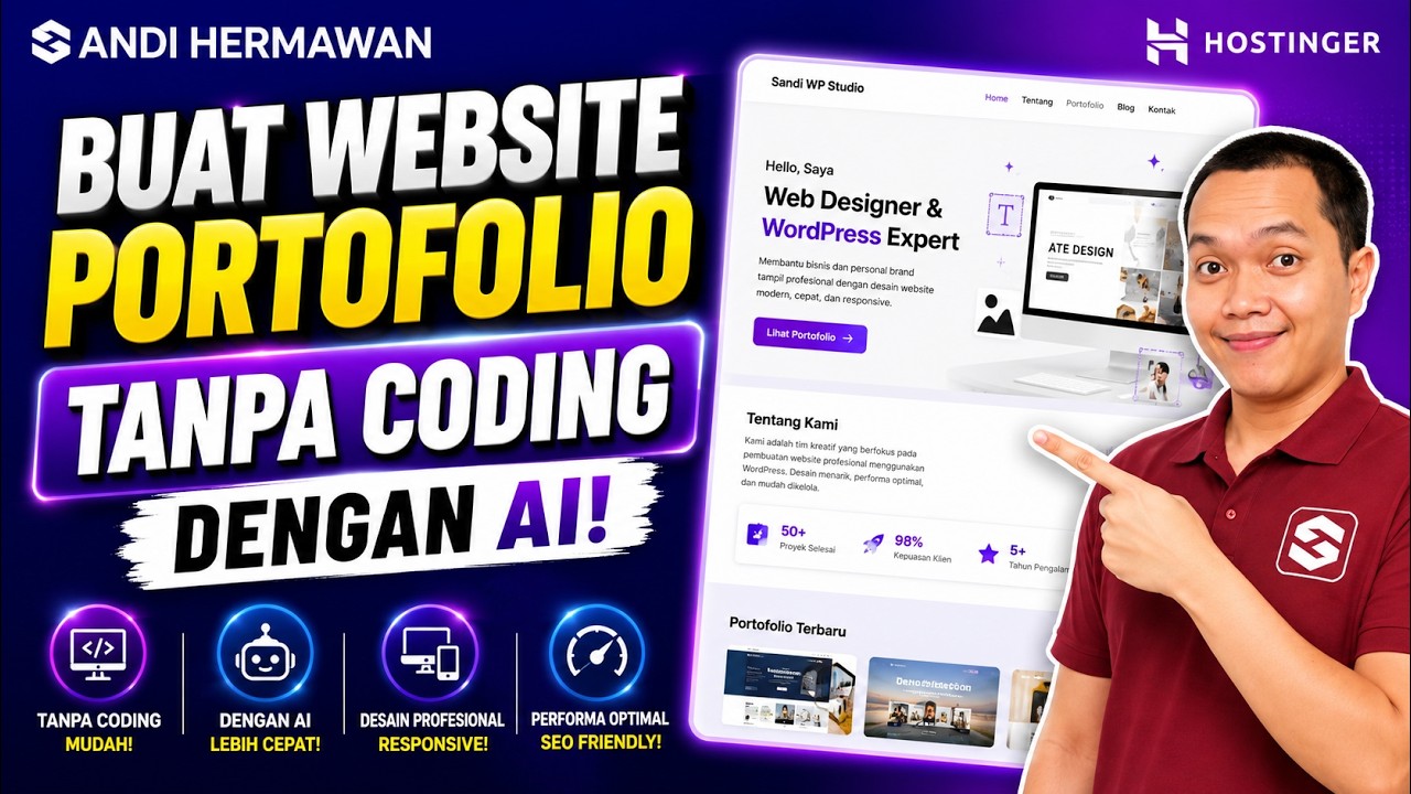 Cara Membuat Website Portofolio Tanpa Coding Dengan Wordpress dan AI dari Hosting Hostinger