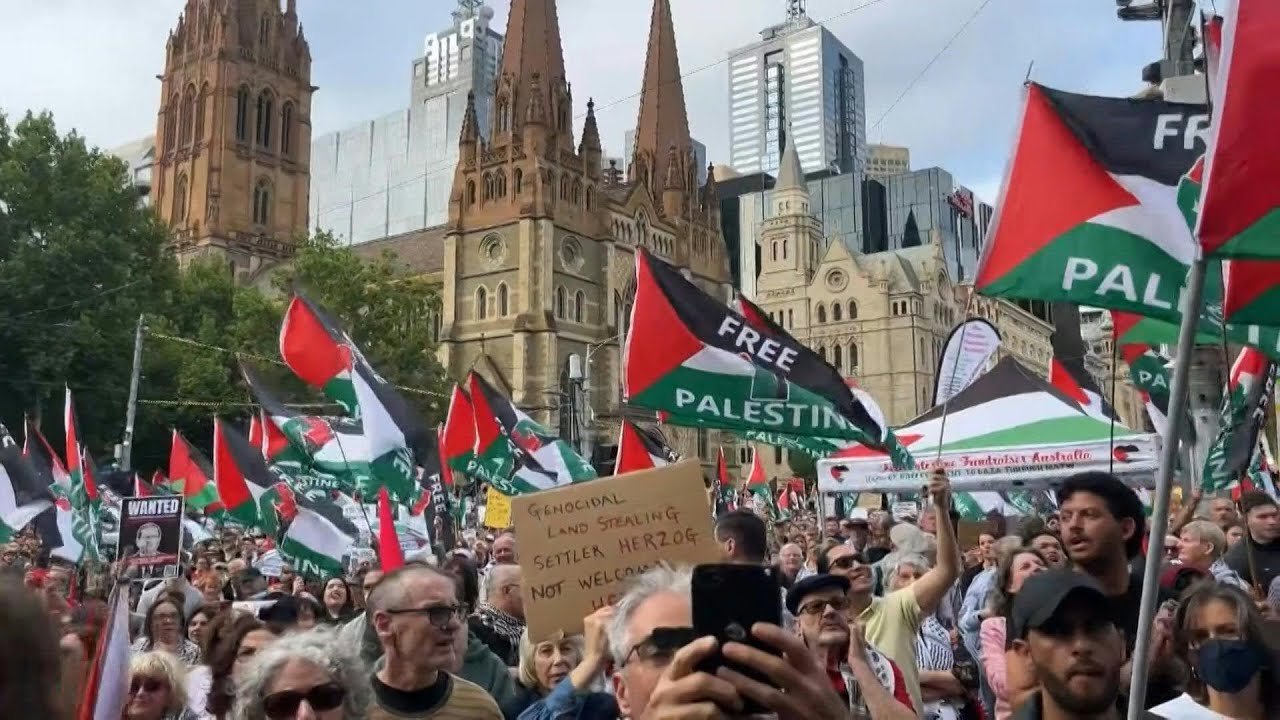 Pro-Palestinian activists in Melbourne protest Israel President's visit to Australia | AFP