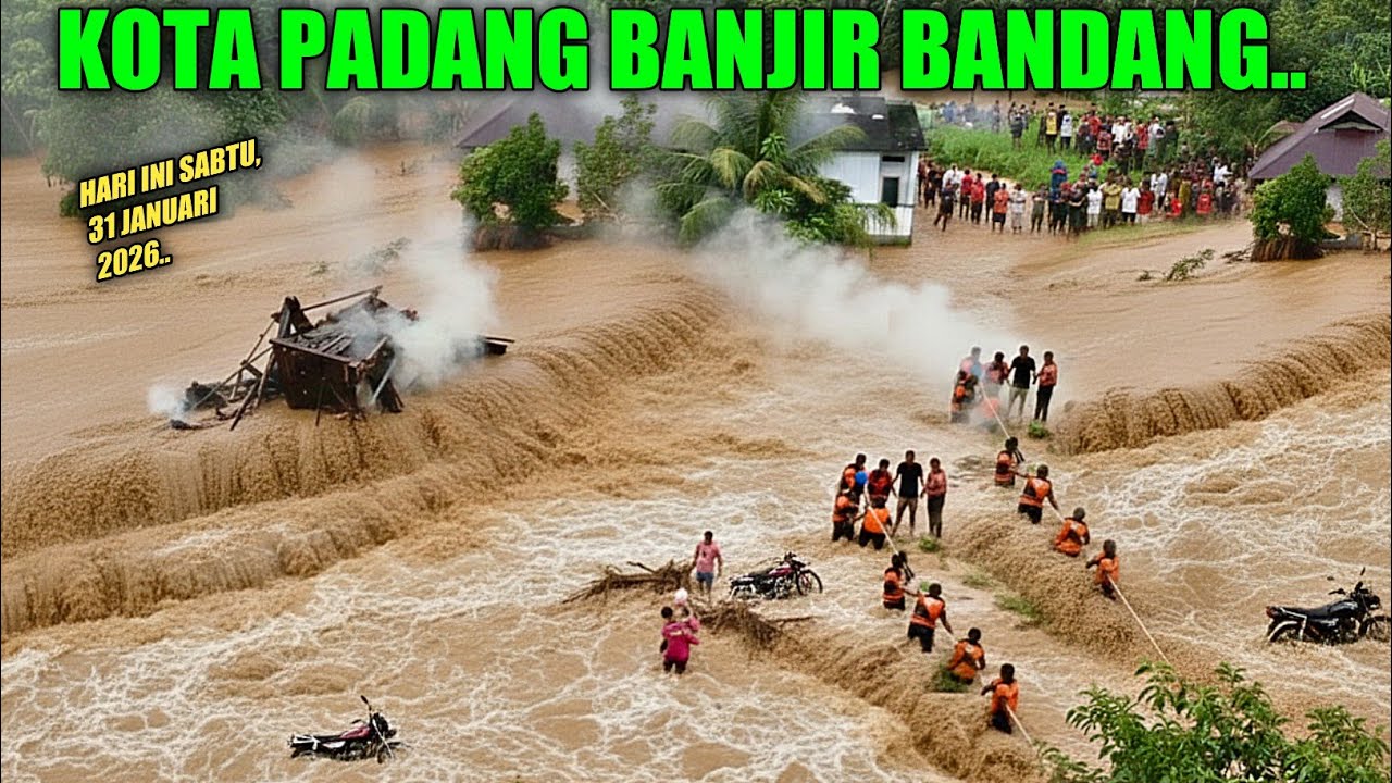 SEKARANG INI.. KOTA PADANG BANJIR BANDANG !!! PENUH AIR MATA, Warga Menangis Terjebak Di Dalam Rumah