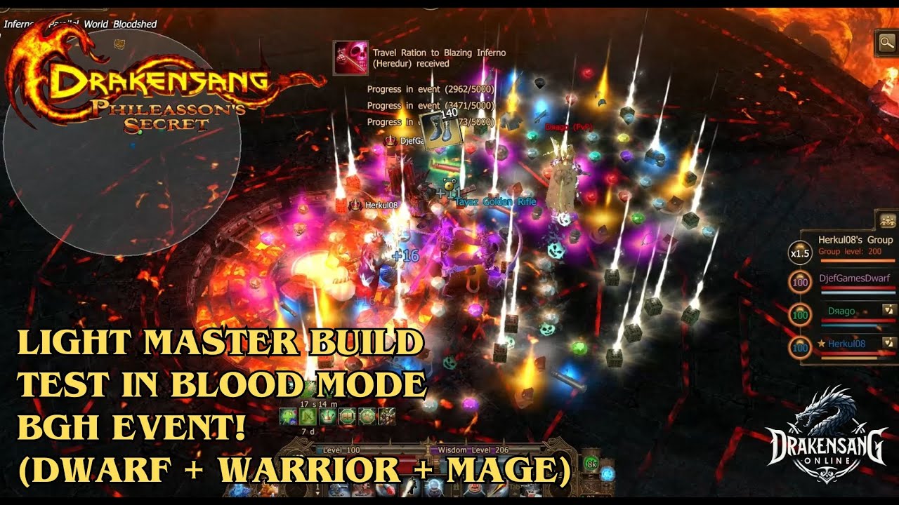 Drakensang Online – Light Master Build Test in Blood Mode BGH Event! (Dwarf + Warrior + Mage) DSO