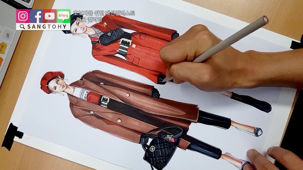 [Fashion illustration/패션 일러스트] Marker coloring VERSACE 2019Resort/ 마카 채색 베르사체 2019리조트