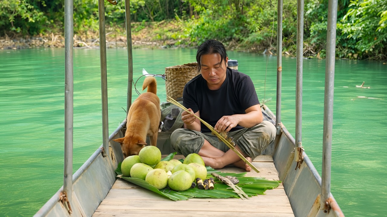 Picking wild berries, fishing, and making delicious grilled fish - Going frog hunting at night