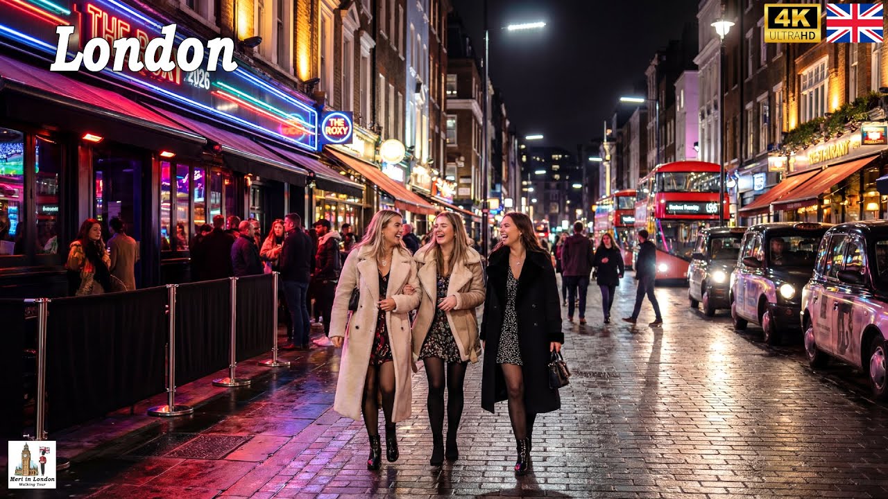 London 2026 Night Walk | London Soho Vibrant Streets & Shopping Districts Walk 4K