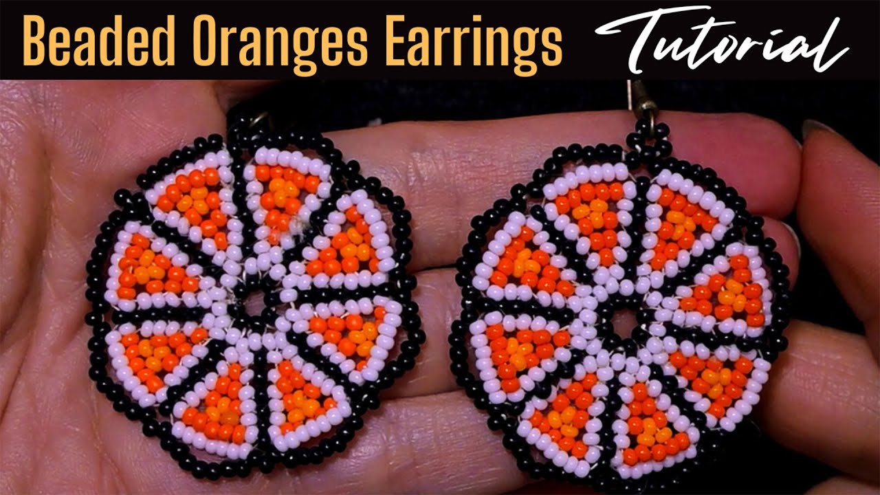 Beaded Oranges Earrings - Tutorial. How to make an orange from seed beads?
