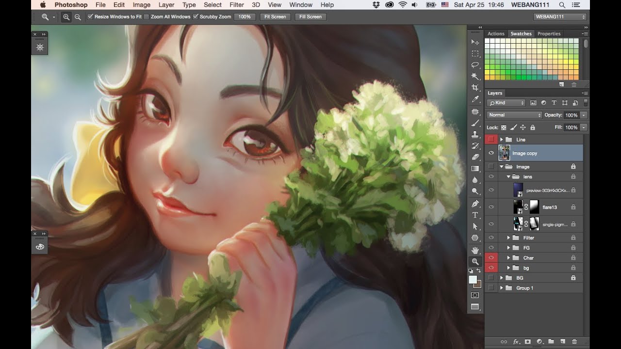White Flowers Bouquet[Digital Painting]
