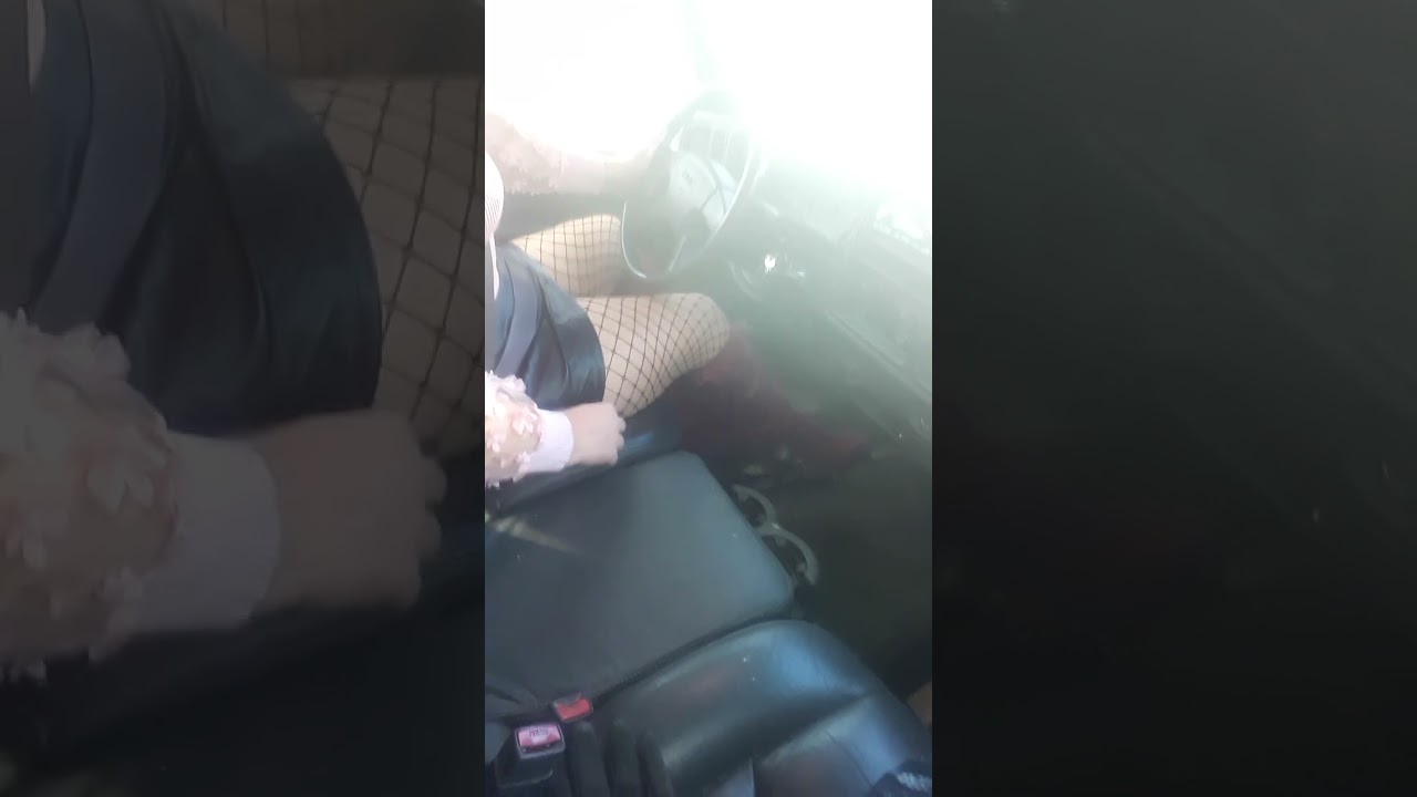 ASMR Driving in black skirt with fishnets and boots.