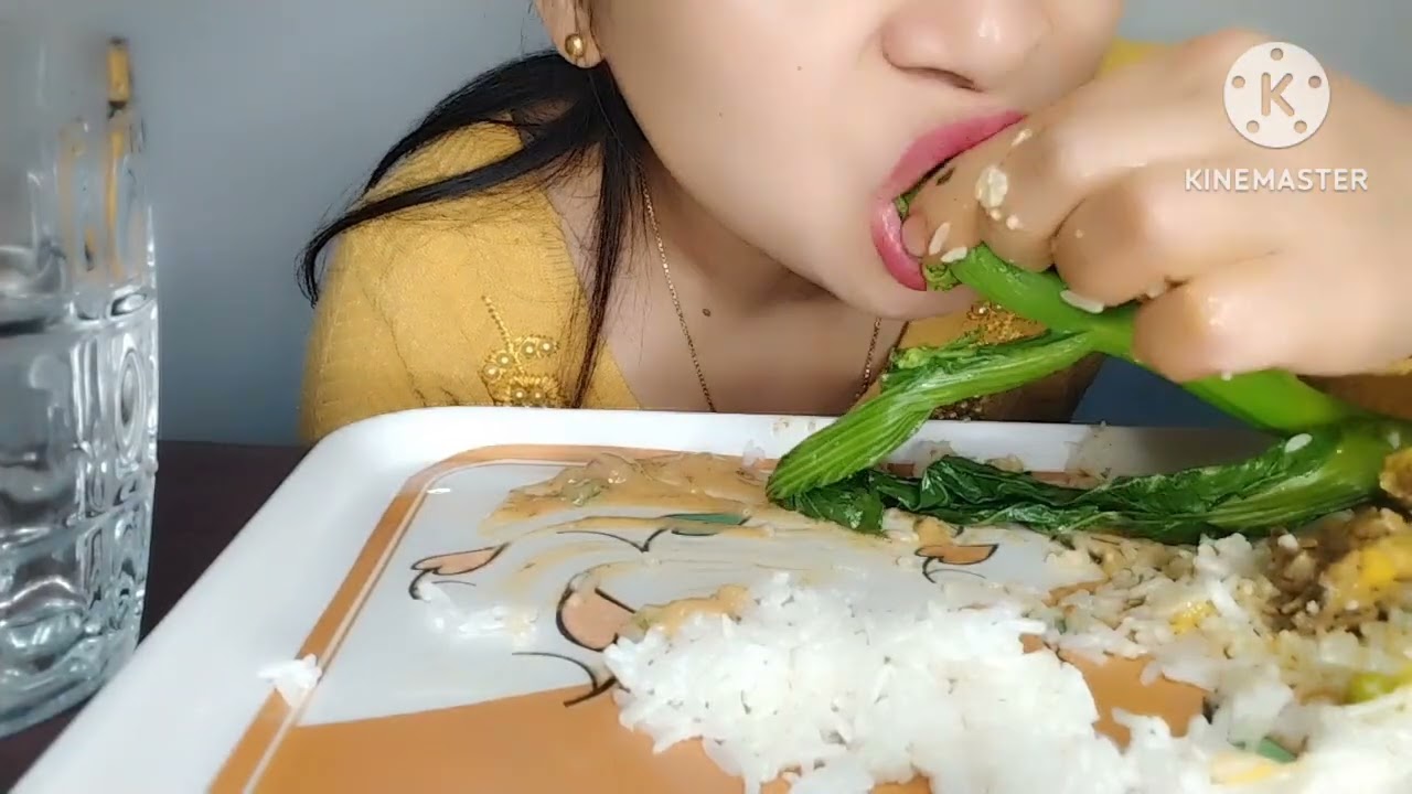 Green Mustard boiled 🥗# chicken 🍗#stickybeans#Yubmukbang chanell☝️☝️☝️