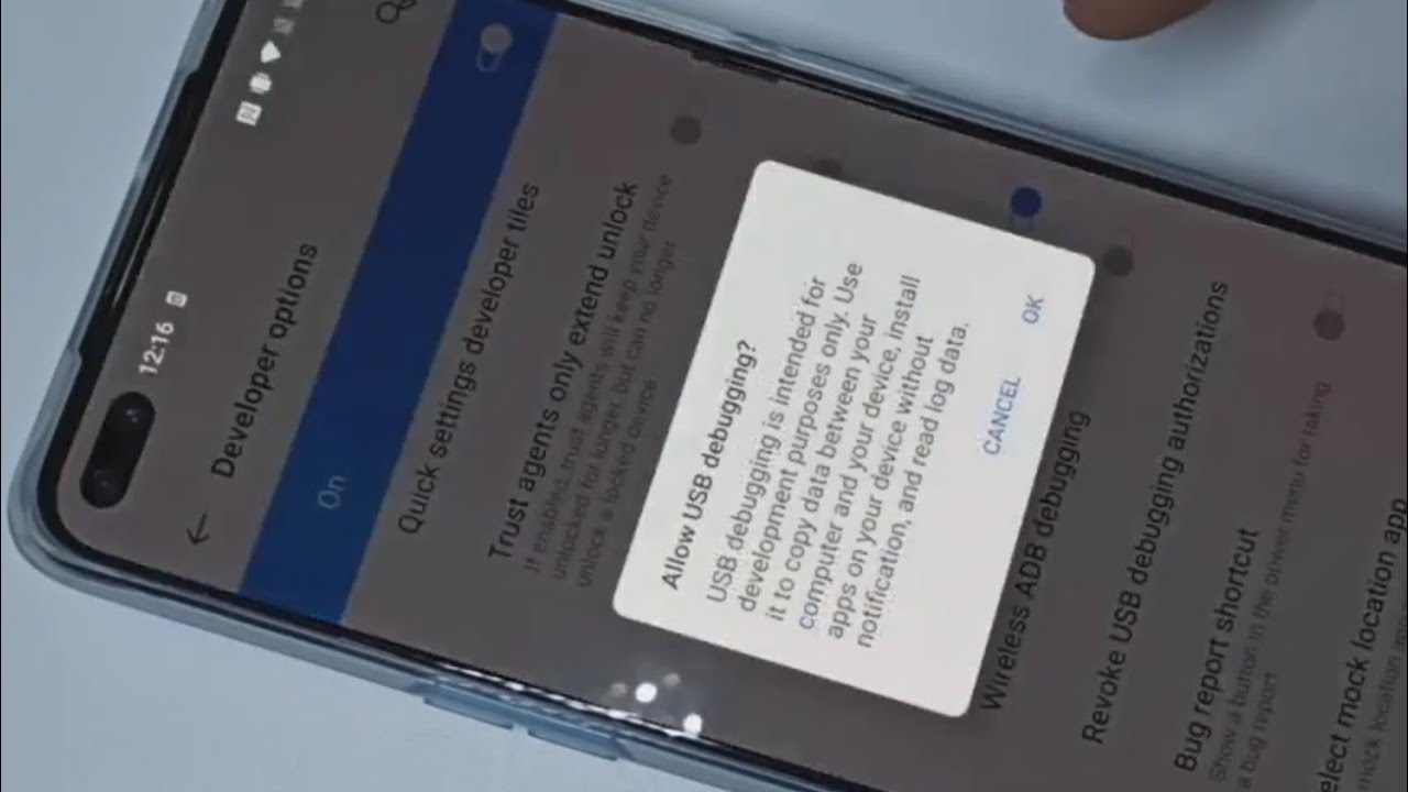 OnePlus Nord включает режим отладки по USB и параметры разработчика