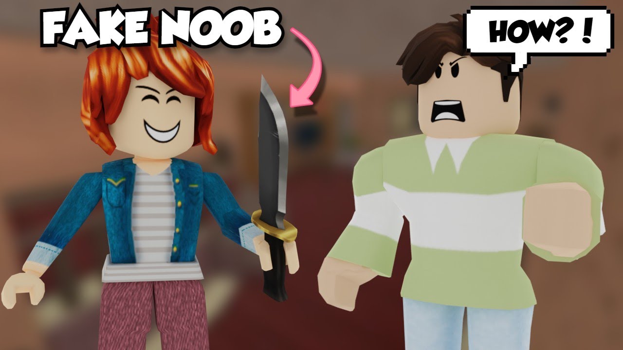 Pretending to be a Noob Bacon Girl in MM2...(Roblox)