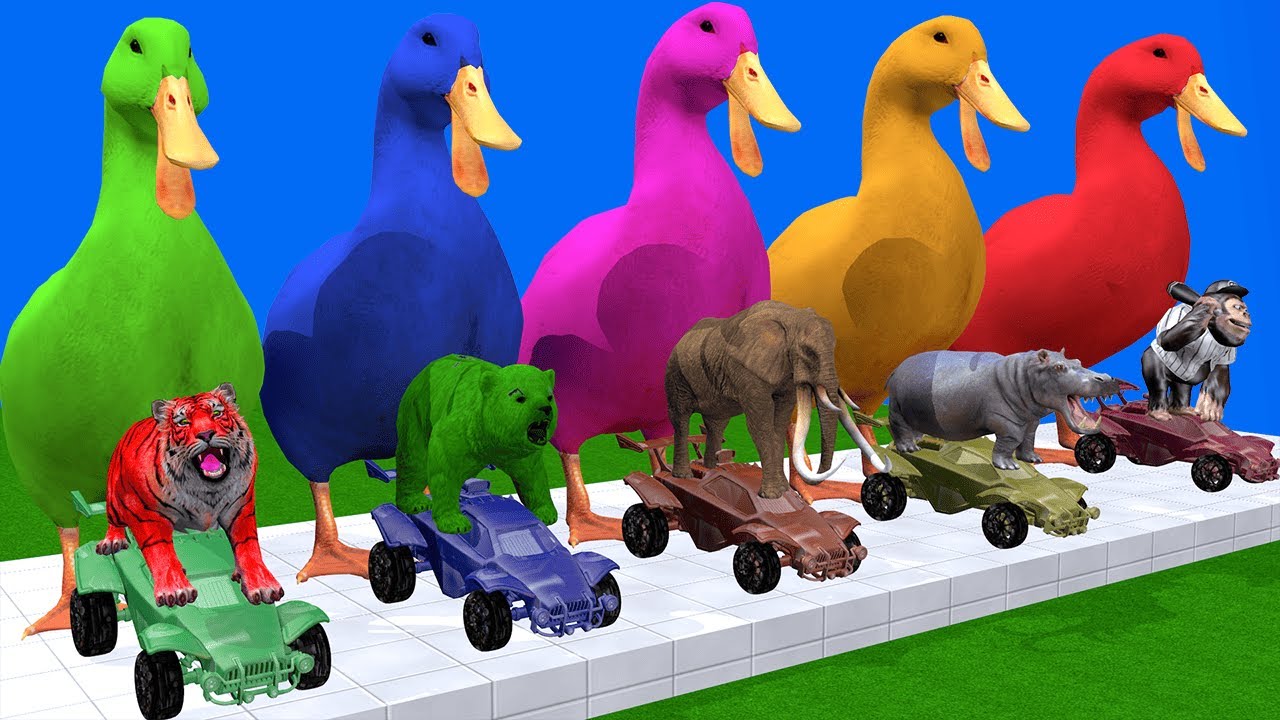 Long Slide Game With Elephant Gorilla Buffalo Hippopotamus Tiger 3d Animal Game Funny 3d Animals