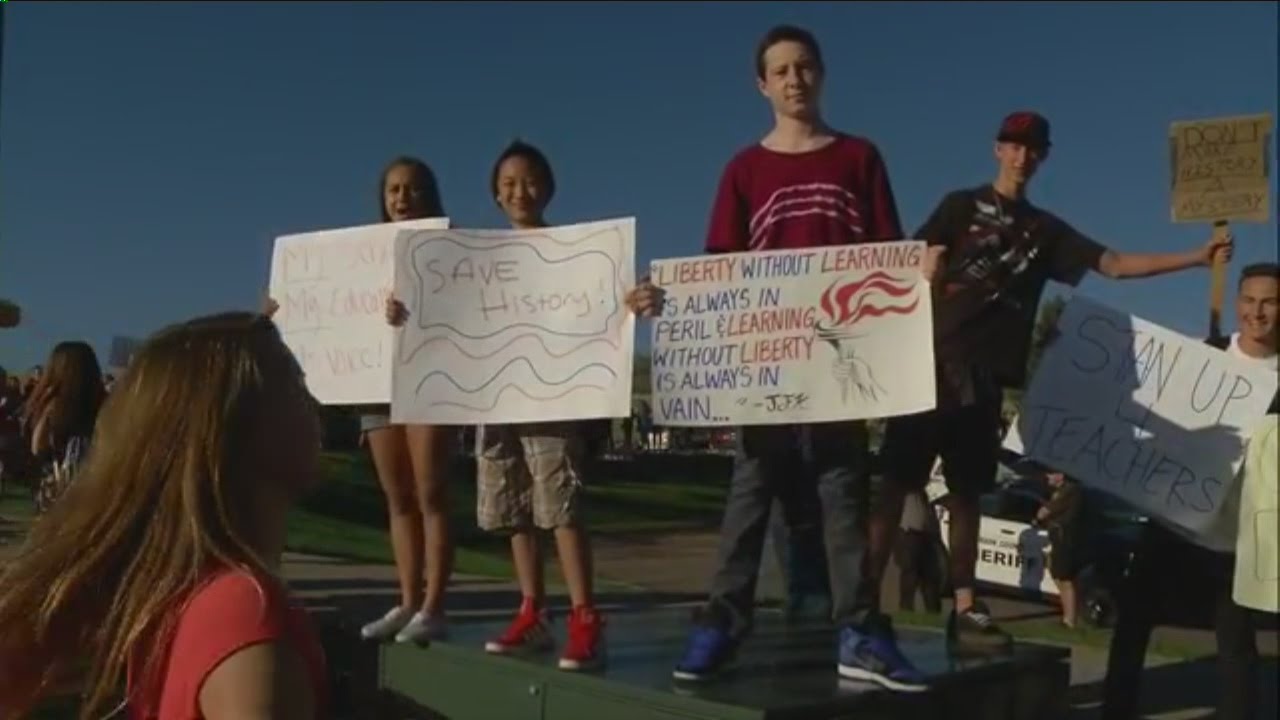 Protesting students walk out at Chatfield High School