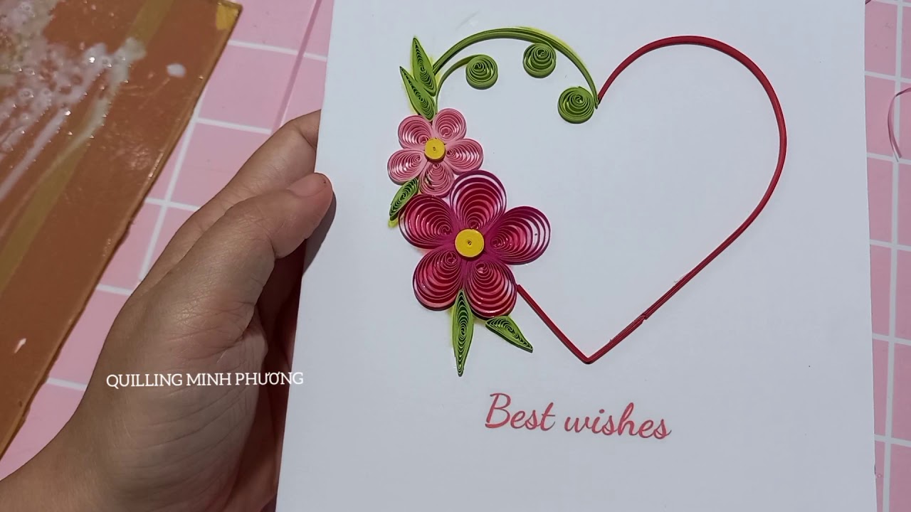 2 mẫu thiệp đơn giản Quilling