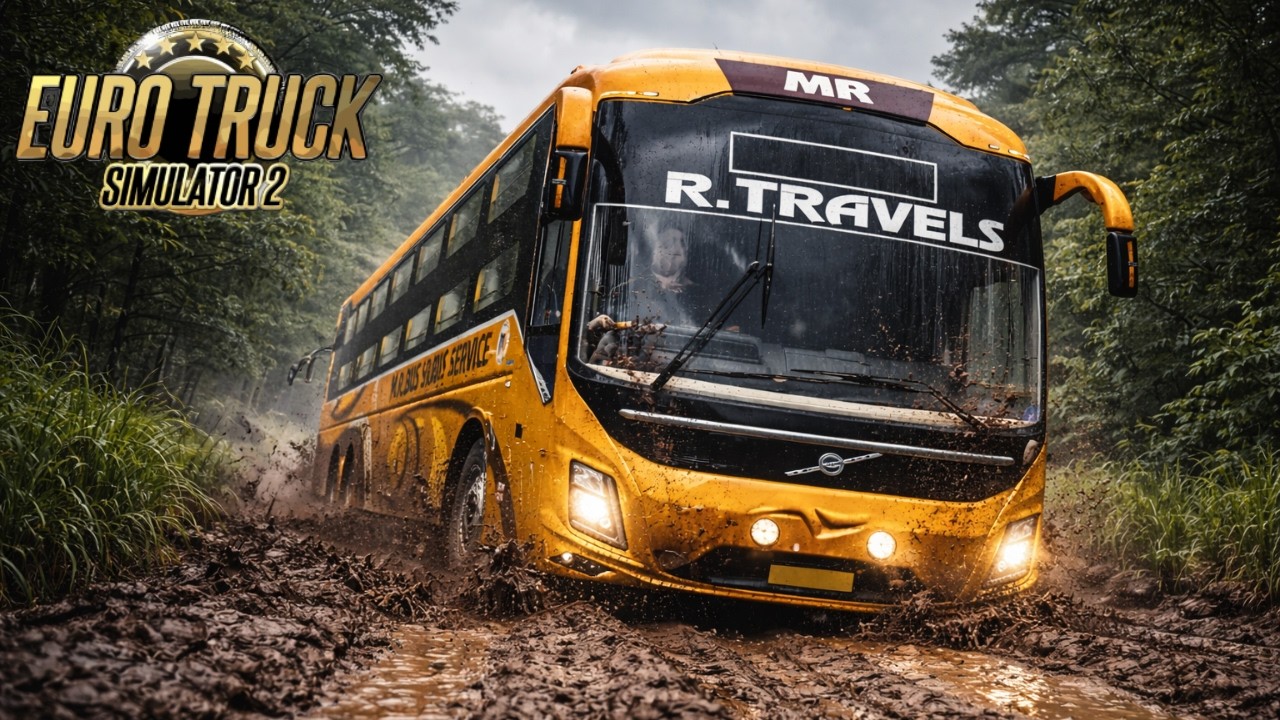 MR TRAVELS BUS IN EXTREME MUD! 😱 Mud Road Survival Challenge | ETS2