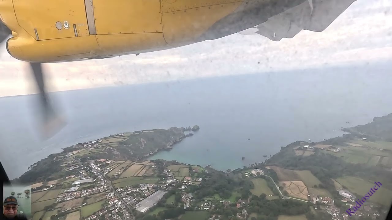 On the way to London on an noisy cramped Aurigny ATR G-ORAI