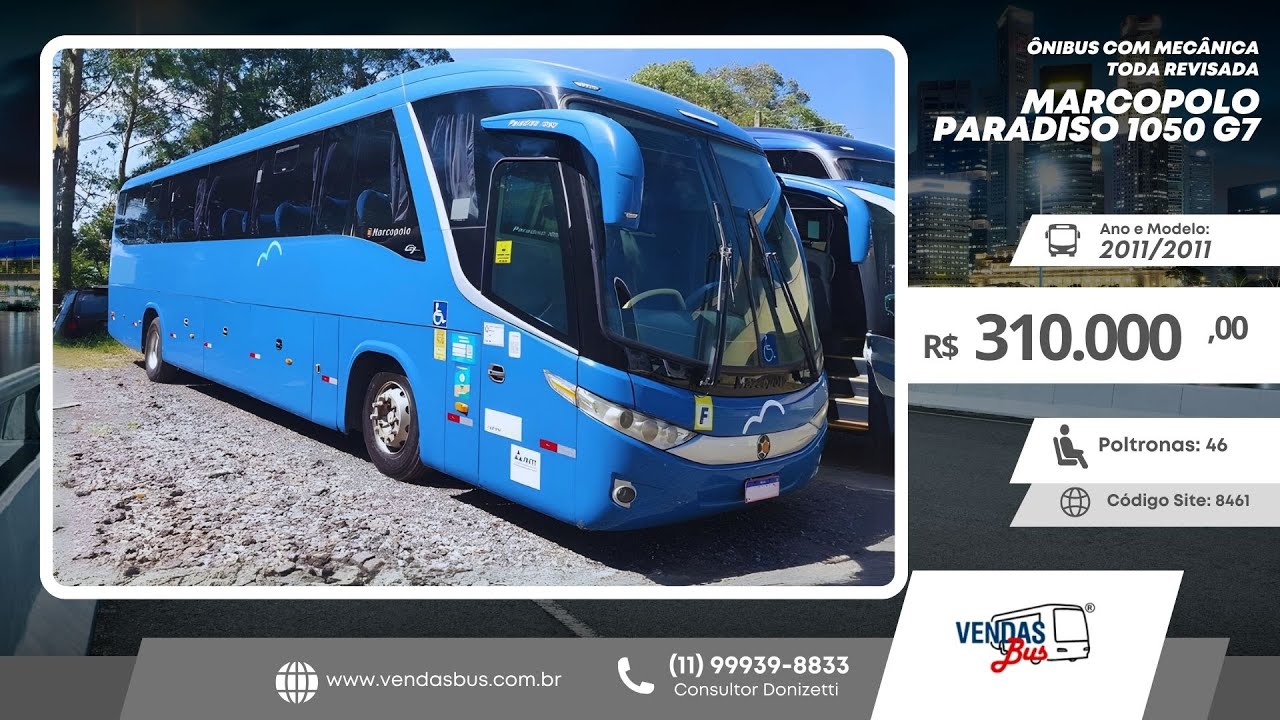 VENDIDO - Ônibus Marc Paradiso 1050 G7 Ônibus Executivo de Fretamentos #compraronibus #onibusavenda