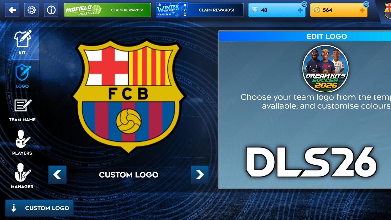 Как импортировать логотип и форму ФК &laquo;Барселона&raquo; в Dream League Soccer 2026