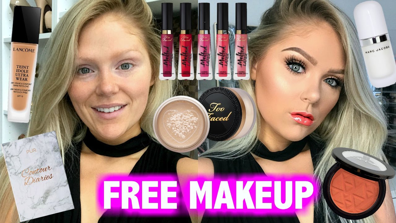 FULL FACE OF MAKEUP USING FREE PR MAKEUP