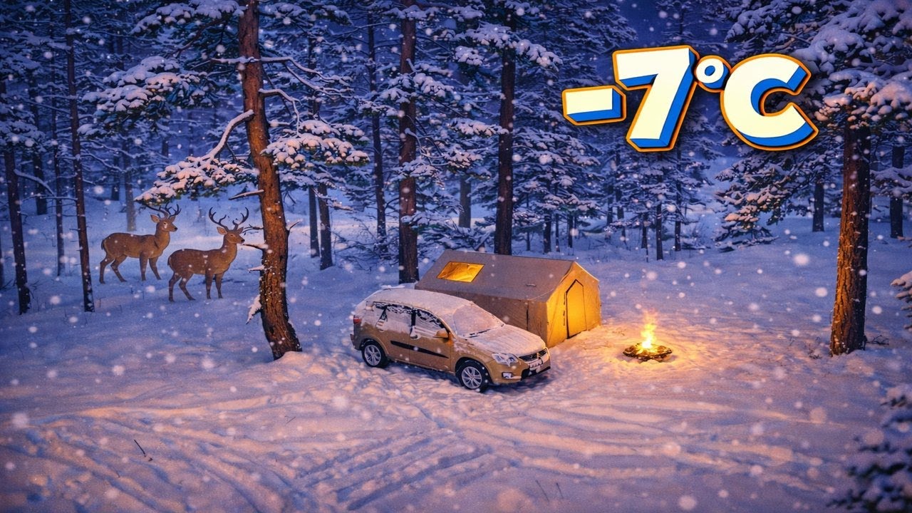 Camping Warm & Cozy at -7°C in the Middle of White Snow / -7°C AMA SICACIK!