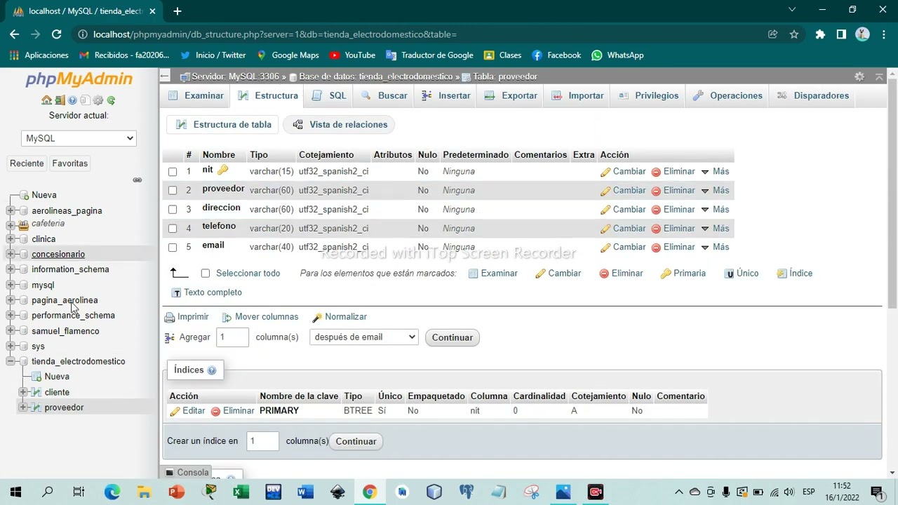 Creación de Base de datos, tabla y relaciones en phpMyAdmin MySQL