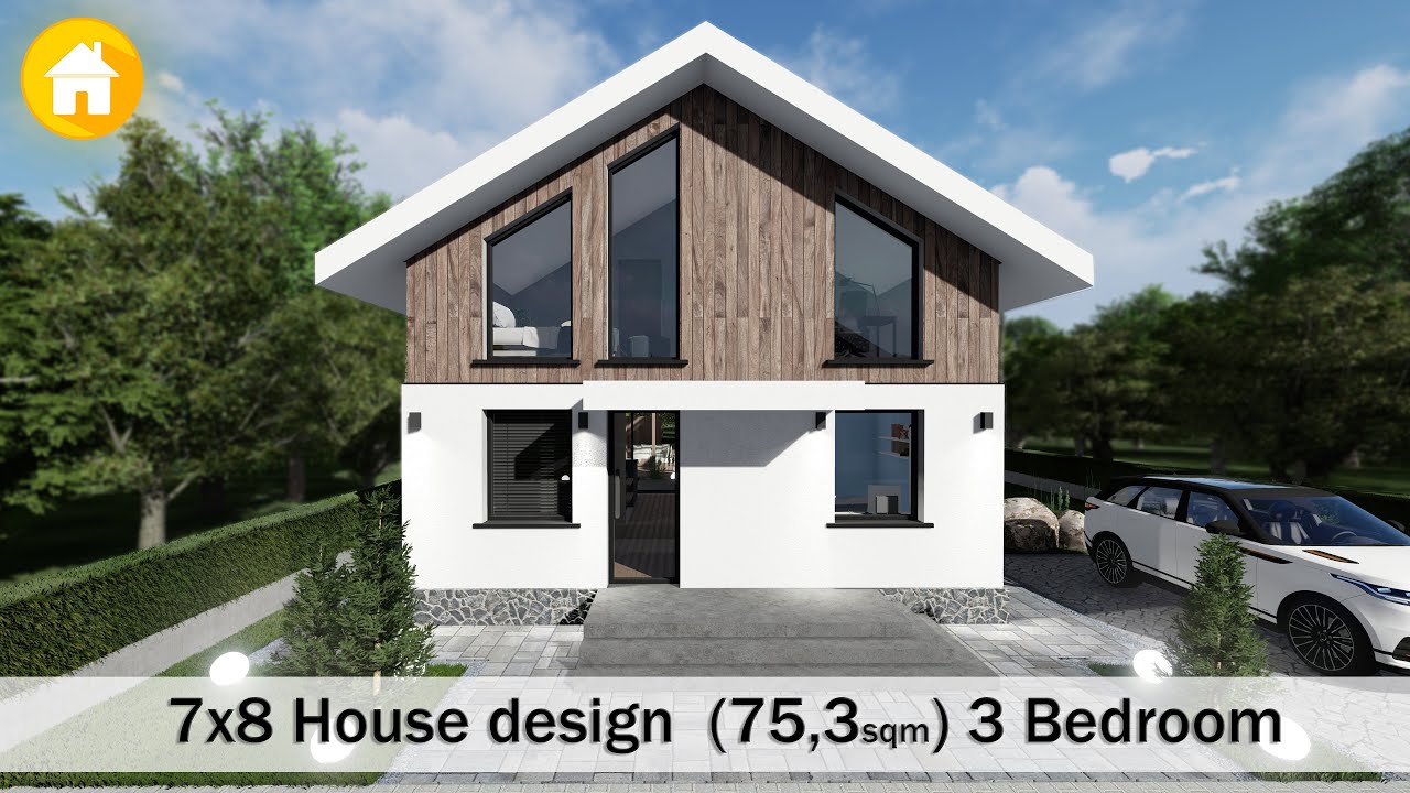 (7x8 Meters) Small house design  idea I House Design I 3 Bedrooms