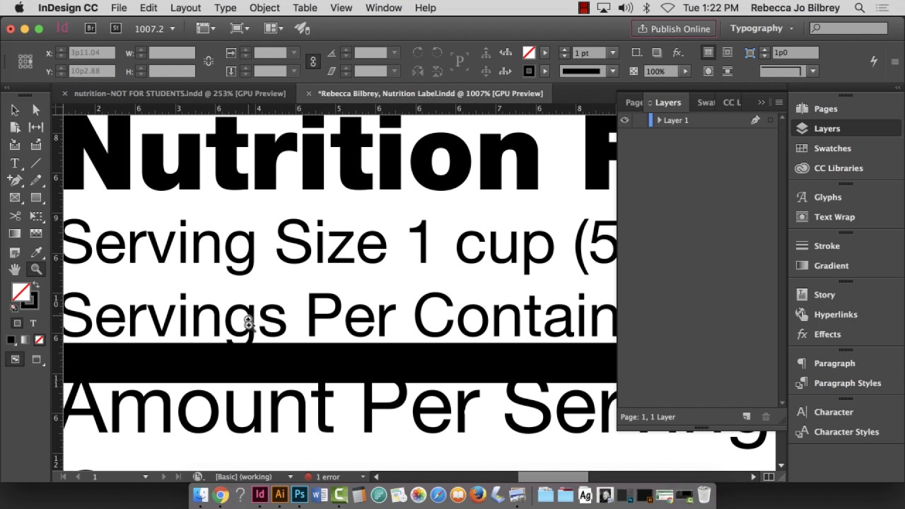 Nutrition Facts Label Creation using InDesign