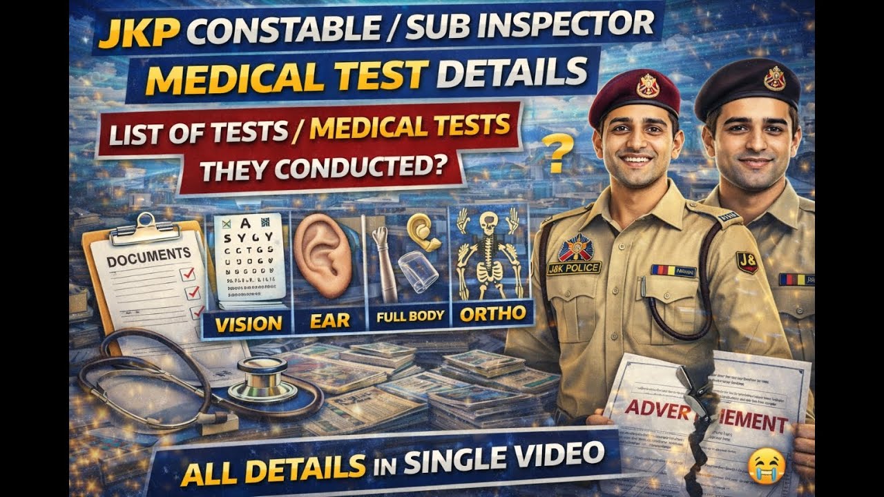 JKP constable/SI medical test full list and details// List of tests? #jkpconstable #medical #test 
