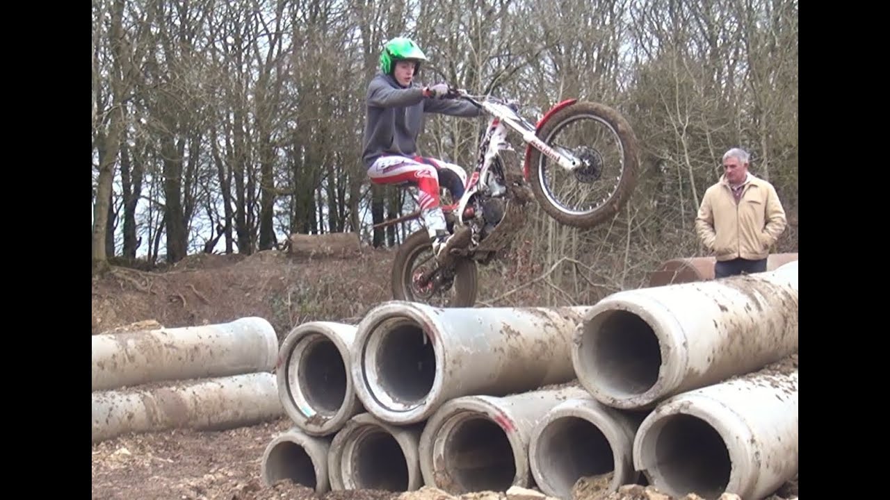 Trials & Enduro Motorcycle Cylinder Obstacle Techniques with Slow Motion
