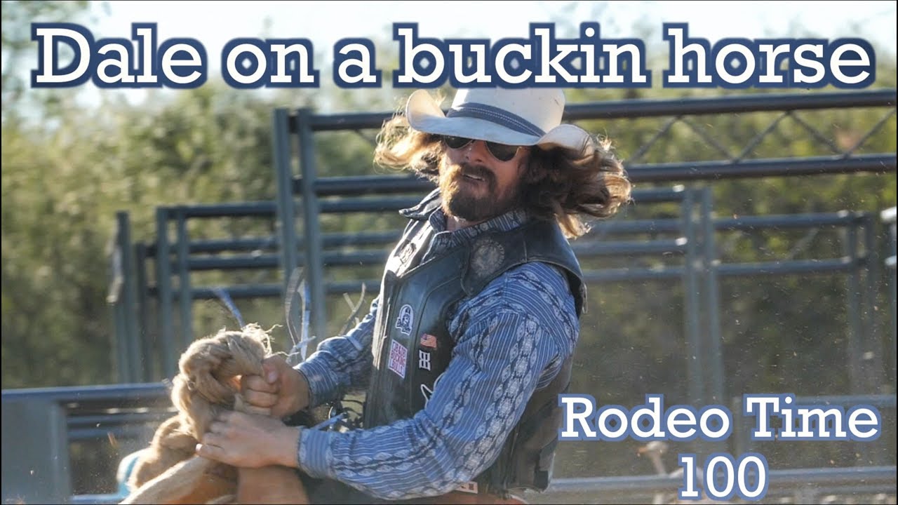 Dale on a buckin horse for Rodeo Time 100