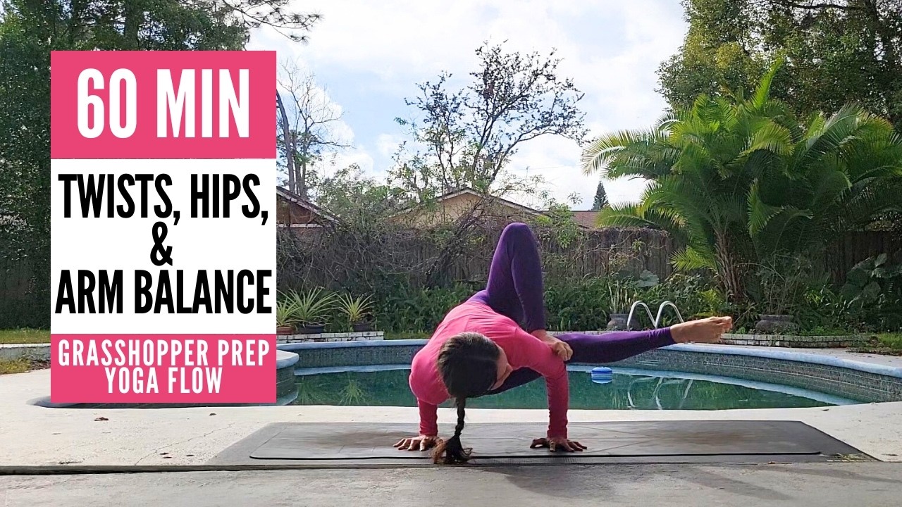 60-Min Grasshopper Pose (Dragonfly) Prep Flow | Twist, Hips, and Arm Balance Strength