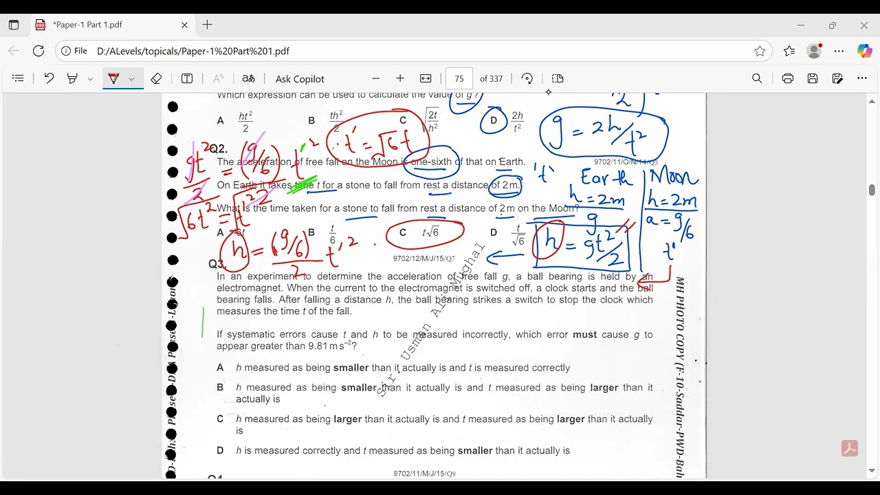 kinematics MCQ/ As Levels (part1)