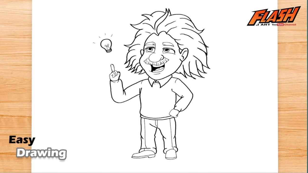 how to draw ALBERT EINSTEIN step by step