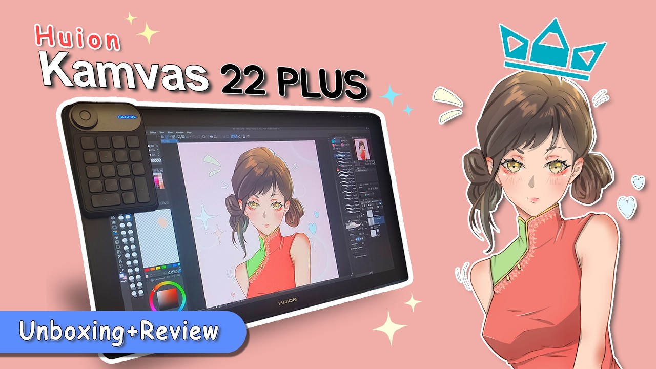 Draw with me 🍒​ HUION Kamvas 22 Plus // unboxing & review ✨